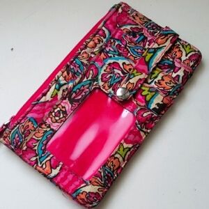 Vera Bradley Sunburst Pink Paisley Credit Card Change Purse Thin Wallet.